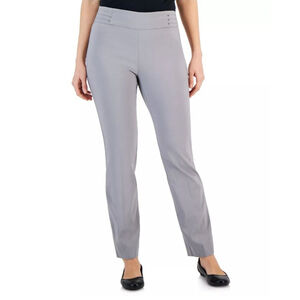 J.M. Collection Pull On Studded-Rivet Ankle Pants 14W Tummy Control Slacks Gray